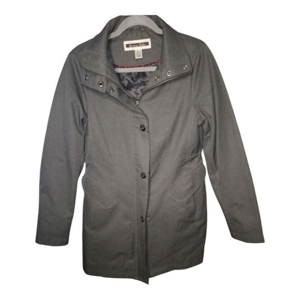 Kristen Blake Gray‎ Quilted Lined Button Up Jacket Coat Small S